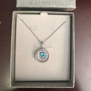 NWOT Zales Sterling Silver with Aquamarine circle pendant
